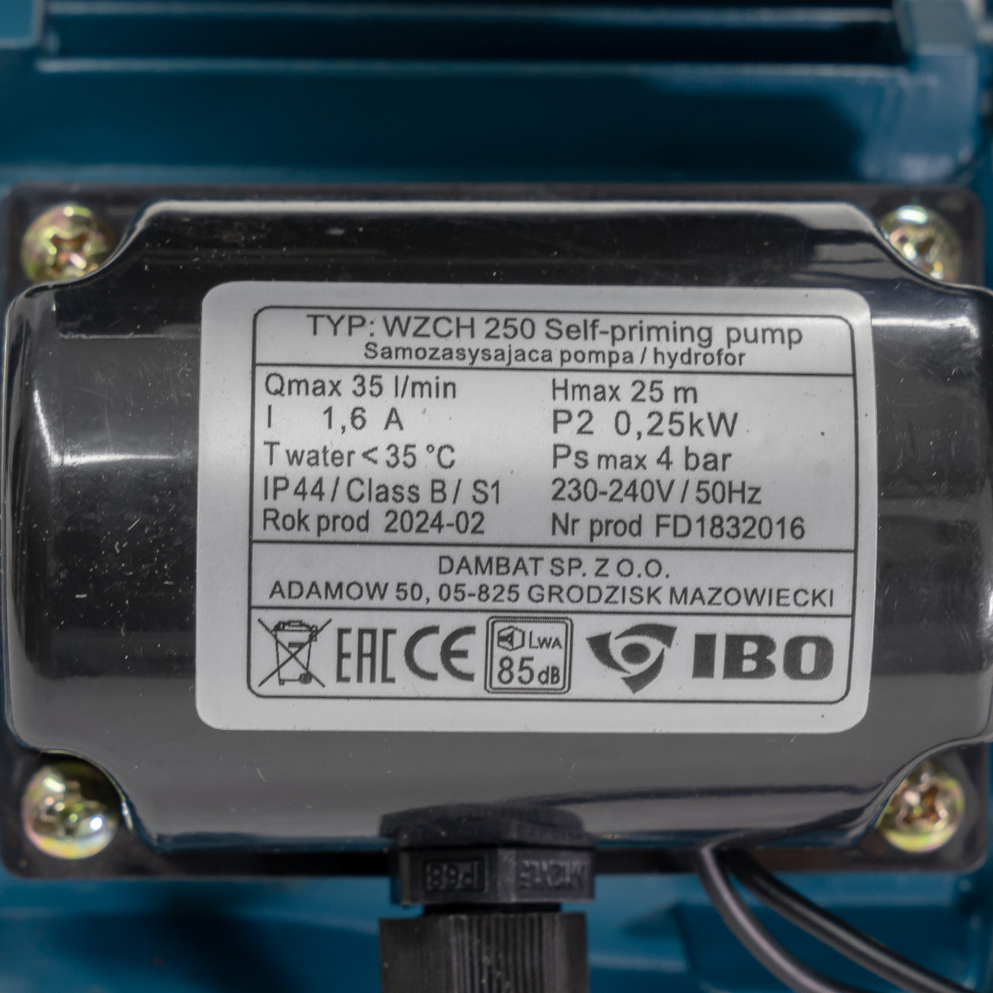 Pompa hydroforowa z wbudowanym zbiornikiem WZCH 250 2L (0,25kW) 230V IBO zdjęcie numer 9